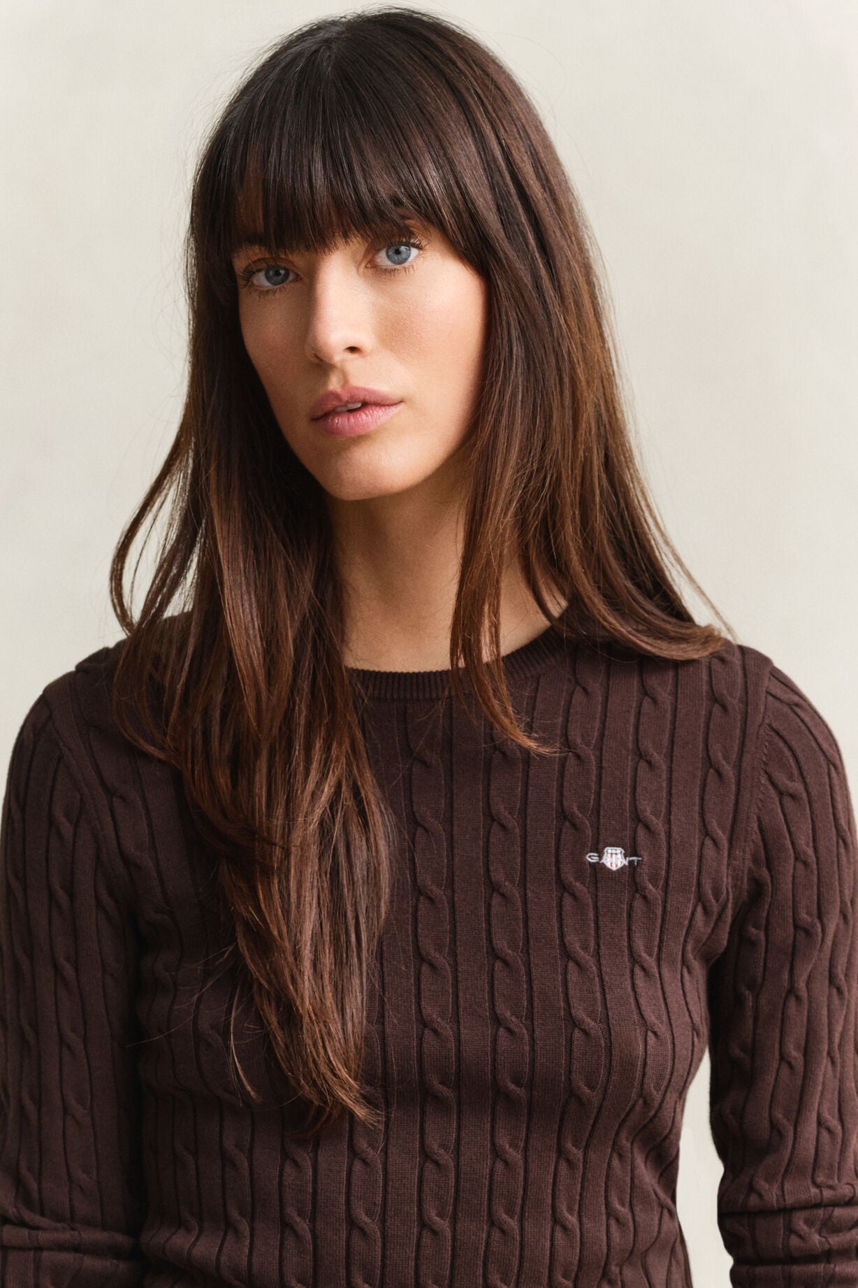 Stretch Cotton Cable C-Neck