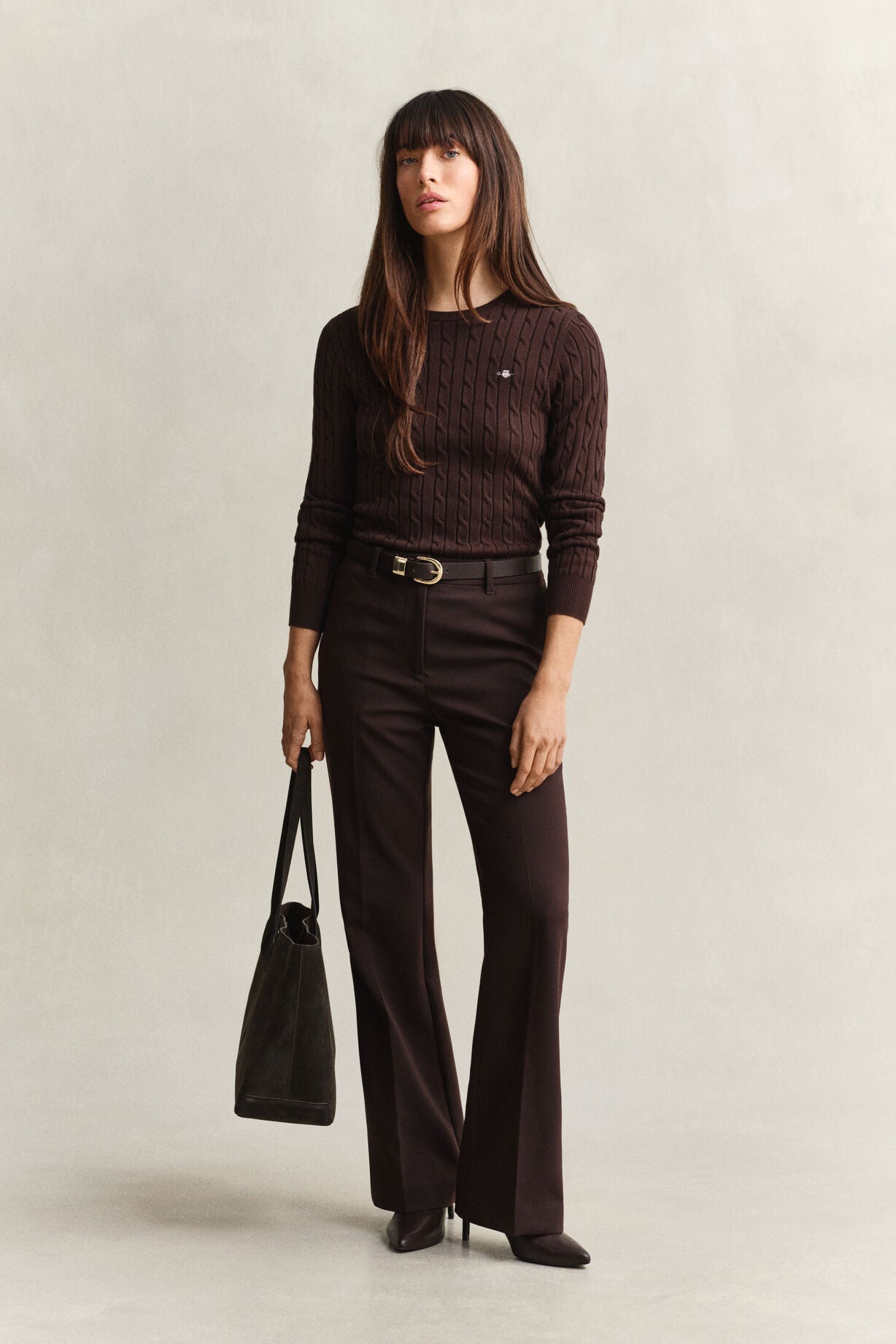 Stretch Cotton Cable C-Neck