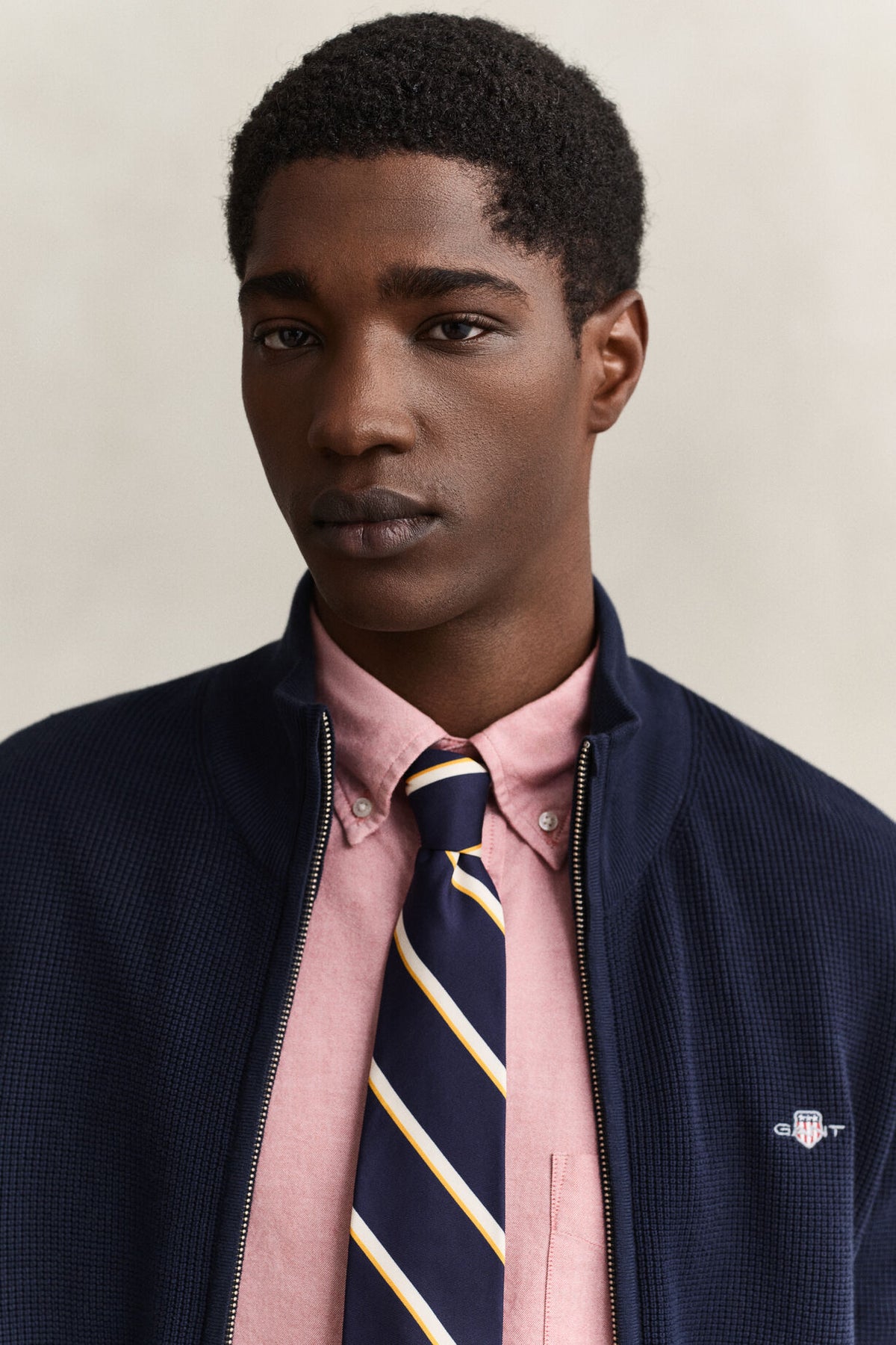 Micro Textured Cotton Zip Cardigan