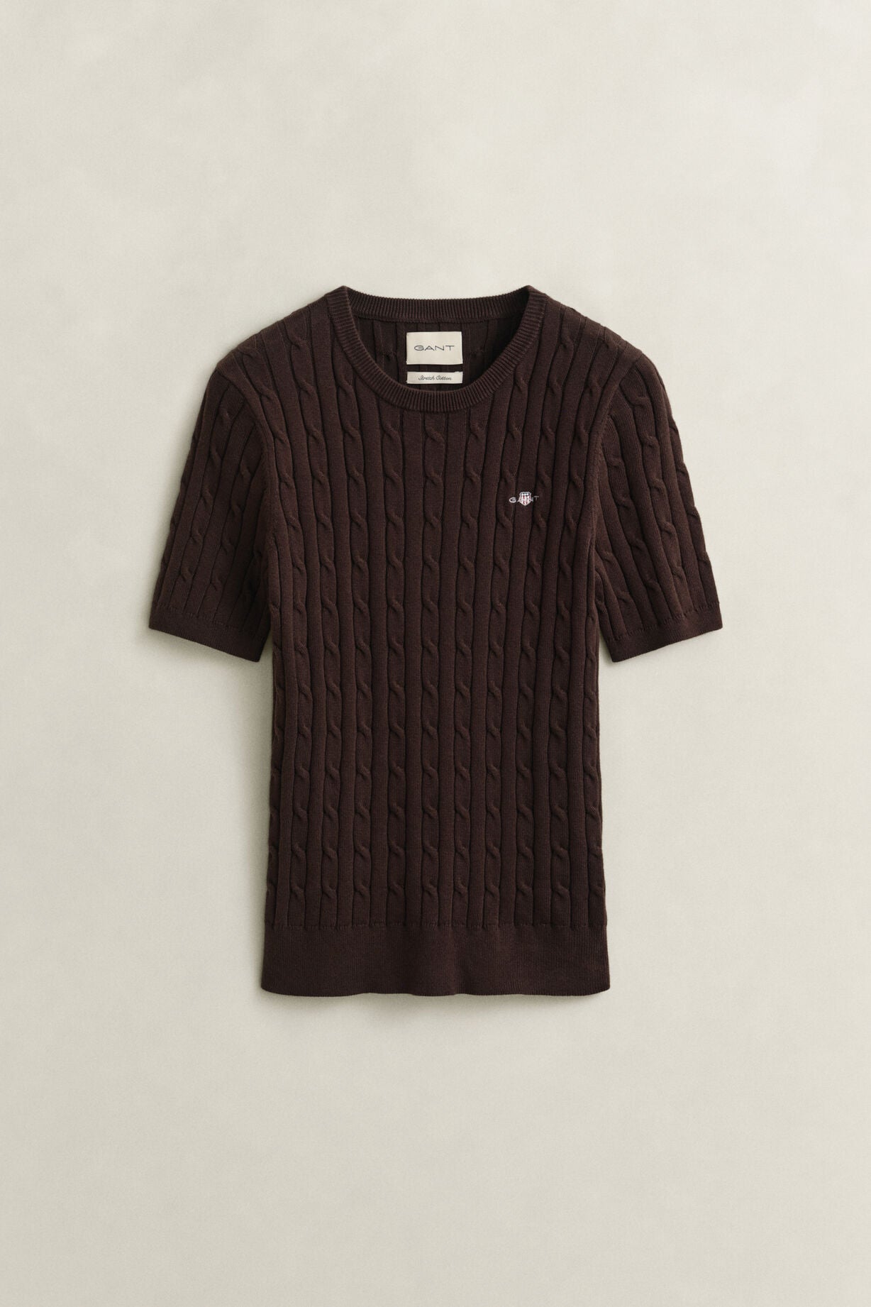 Stretch Cotton Cable Short sleeve C-Neck