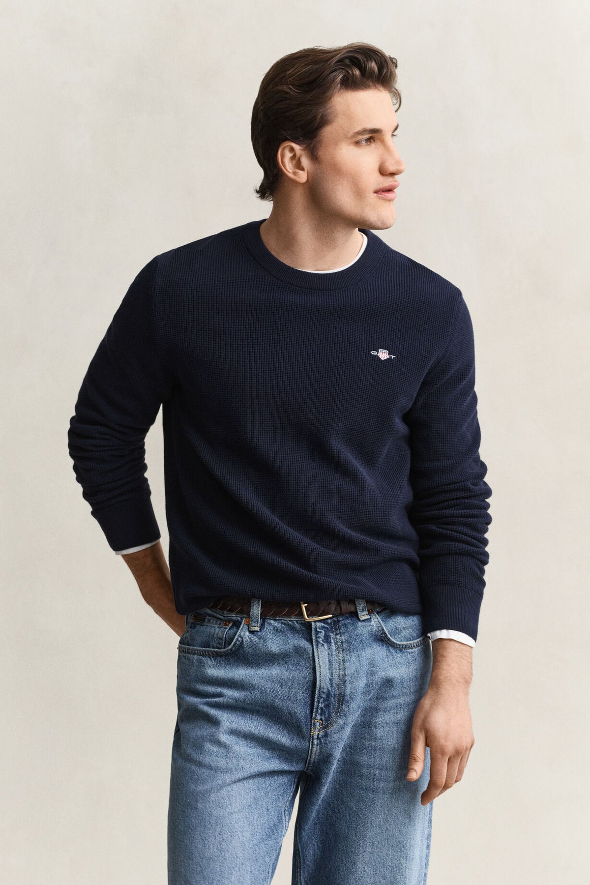 Micro Textured Cotton C-Neck
