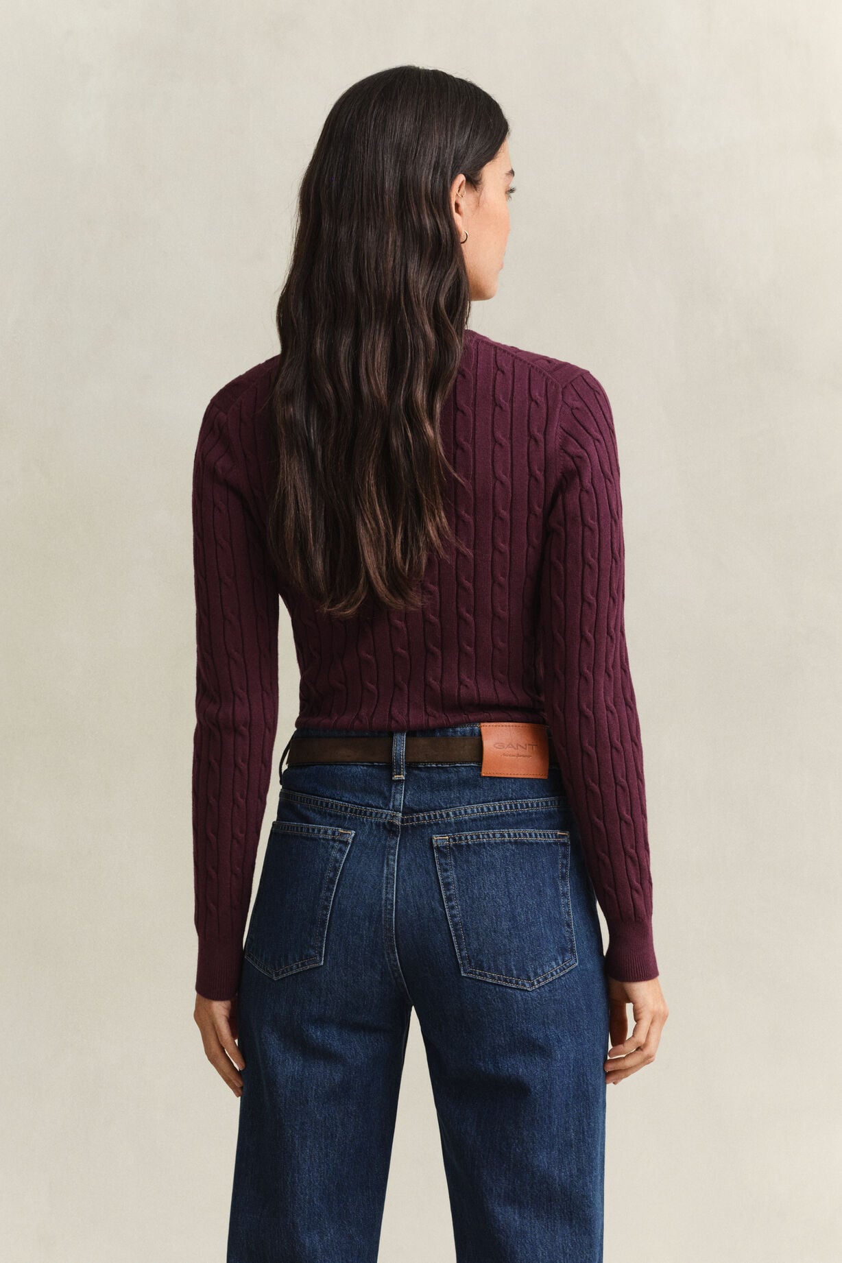 Stretch Cotton Cable C-Neck