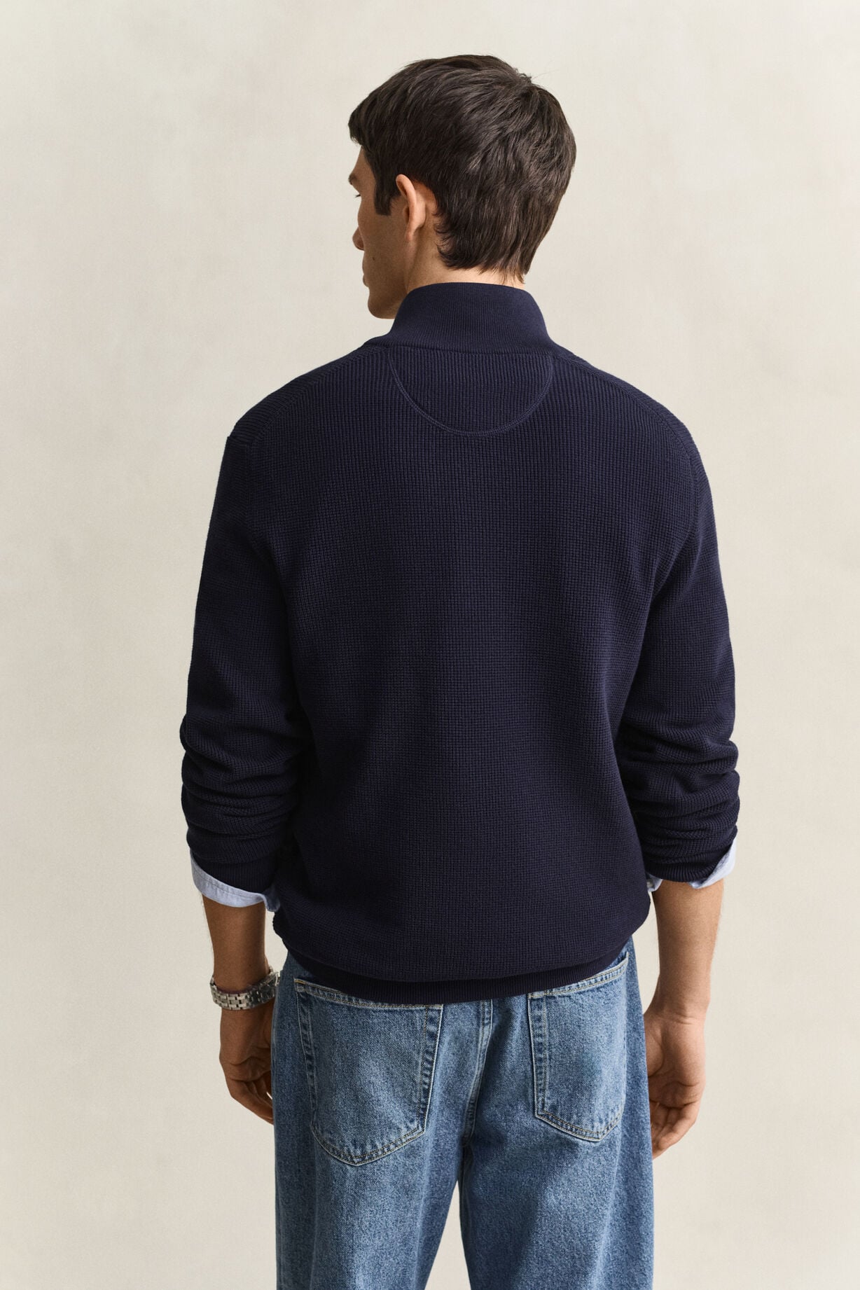 Micro Textured Cotton Half Zip