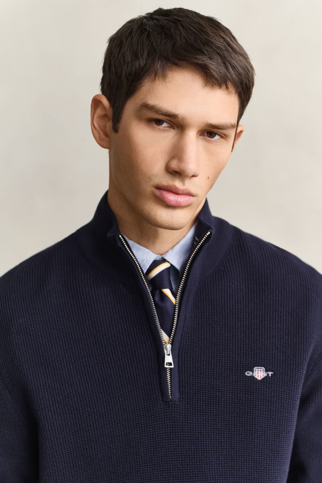 Micro Textured Cotton Half Zip