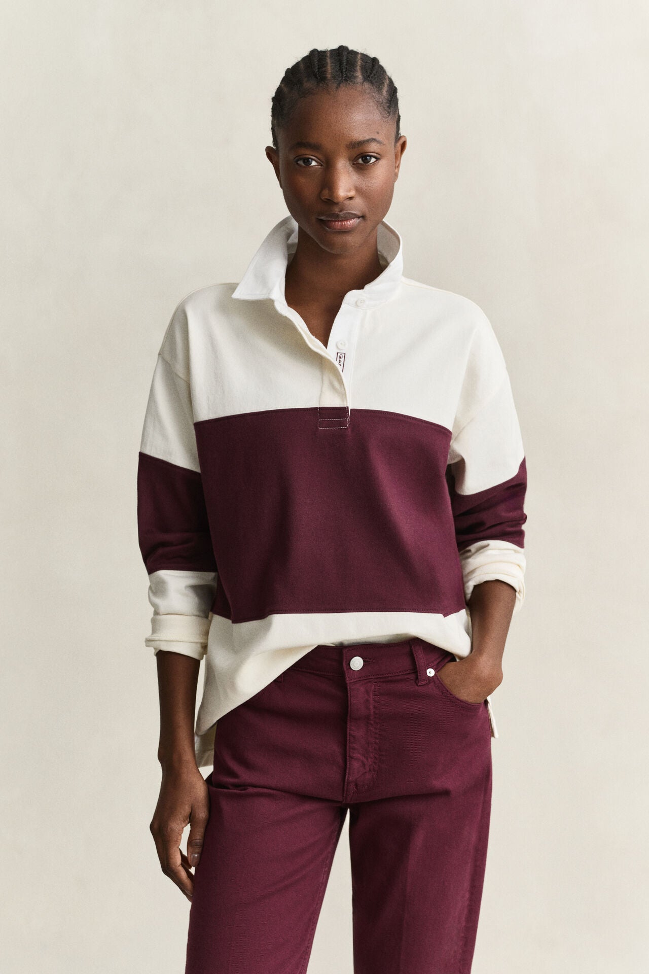 Color Block Heavy Rugger Polo Shirt