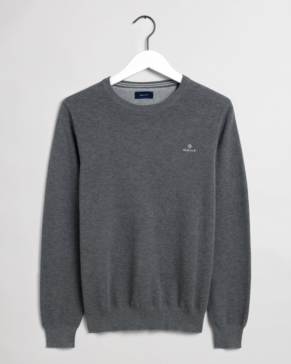 Cotton Pique Crew Neck Sweater