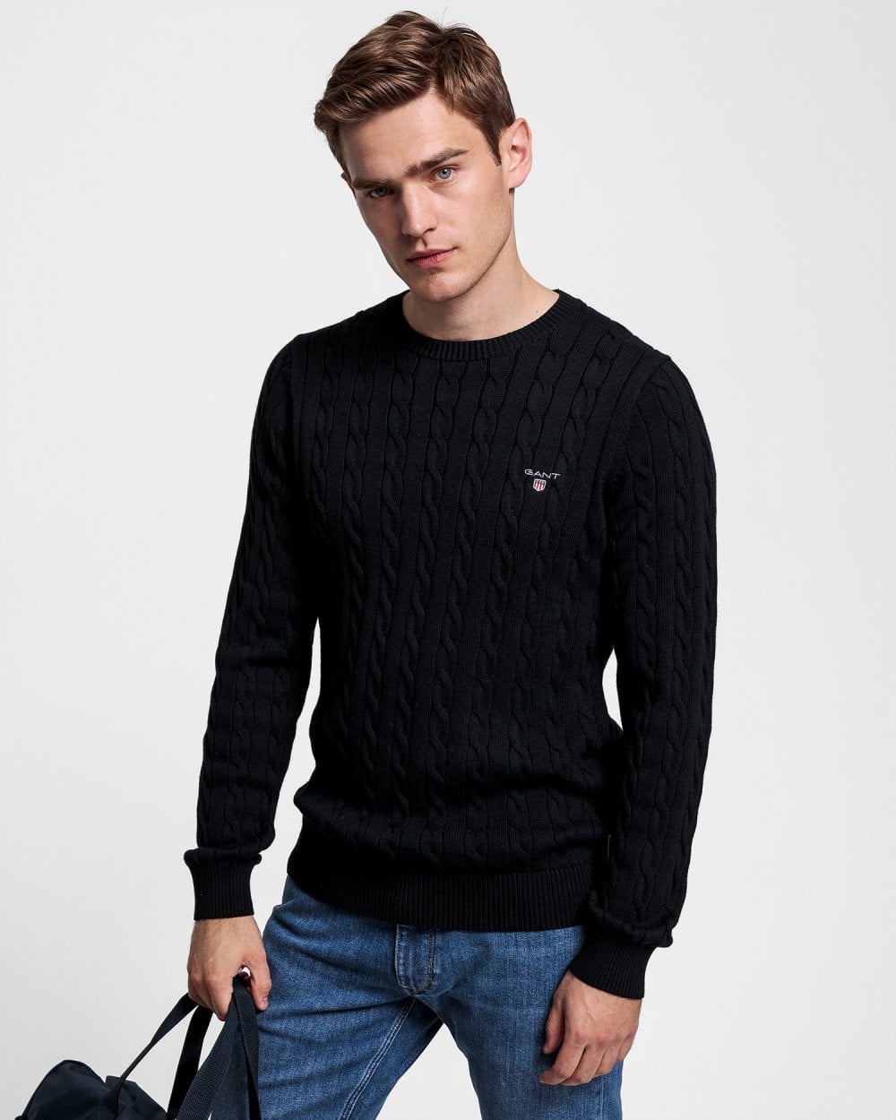 Cotton Cable Knit Crew Neck Sweater