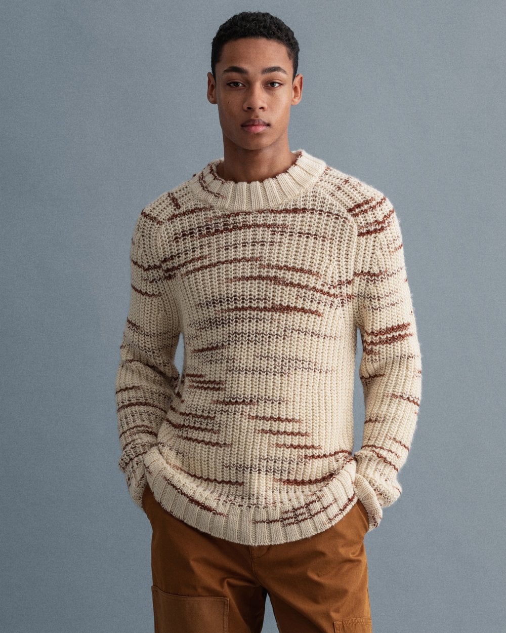 Multicolor Ribbed Mock Neck Sweater