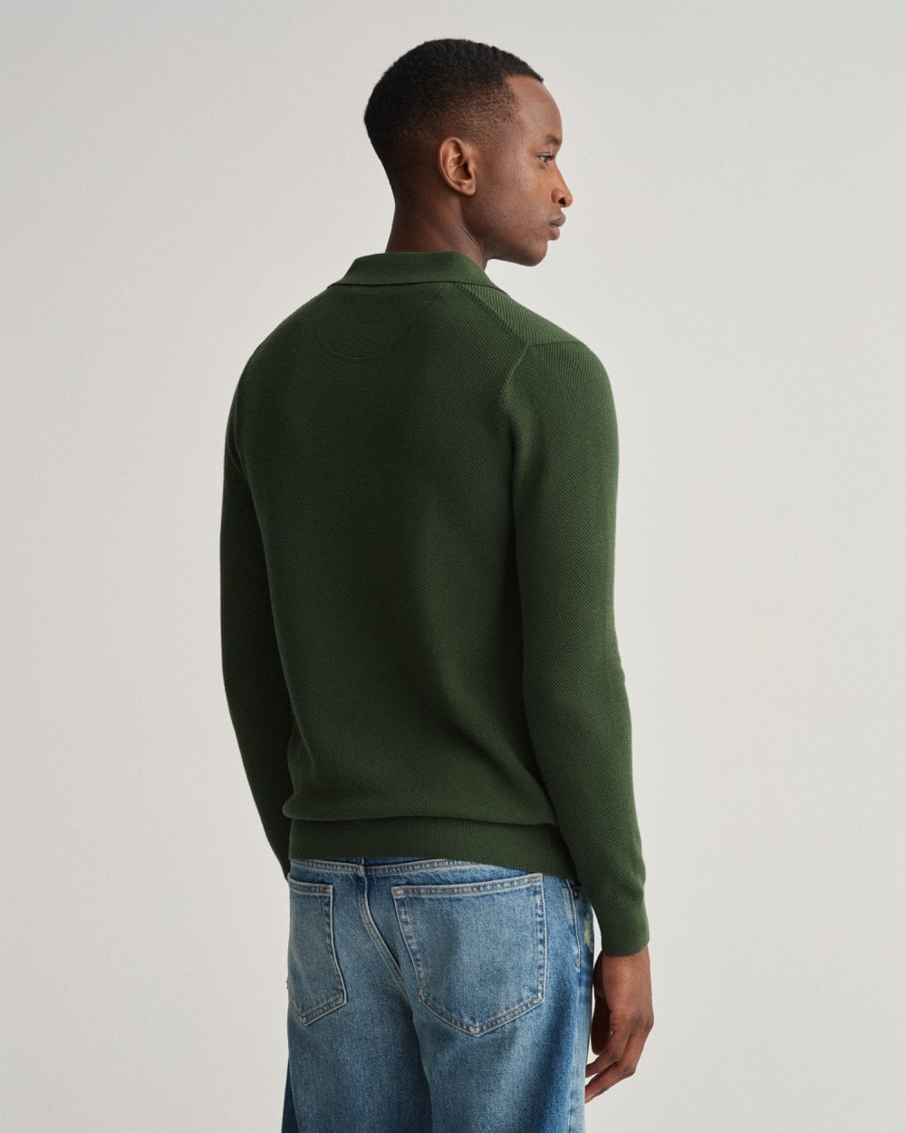 Cotton Pique Polo Sweater