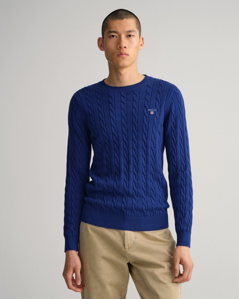 Cotton Cable Knit Crew Neck Sweater