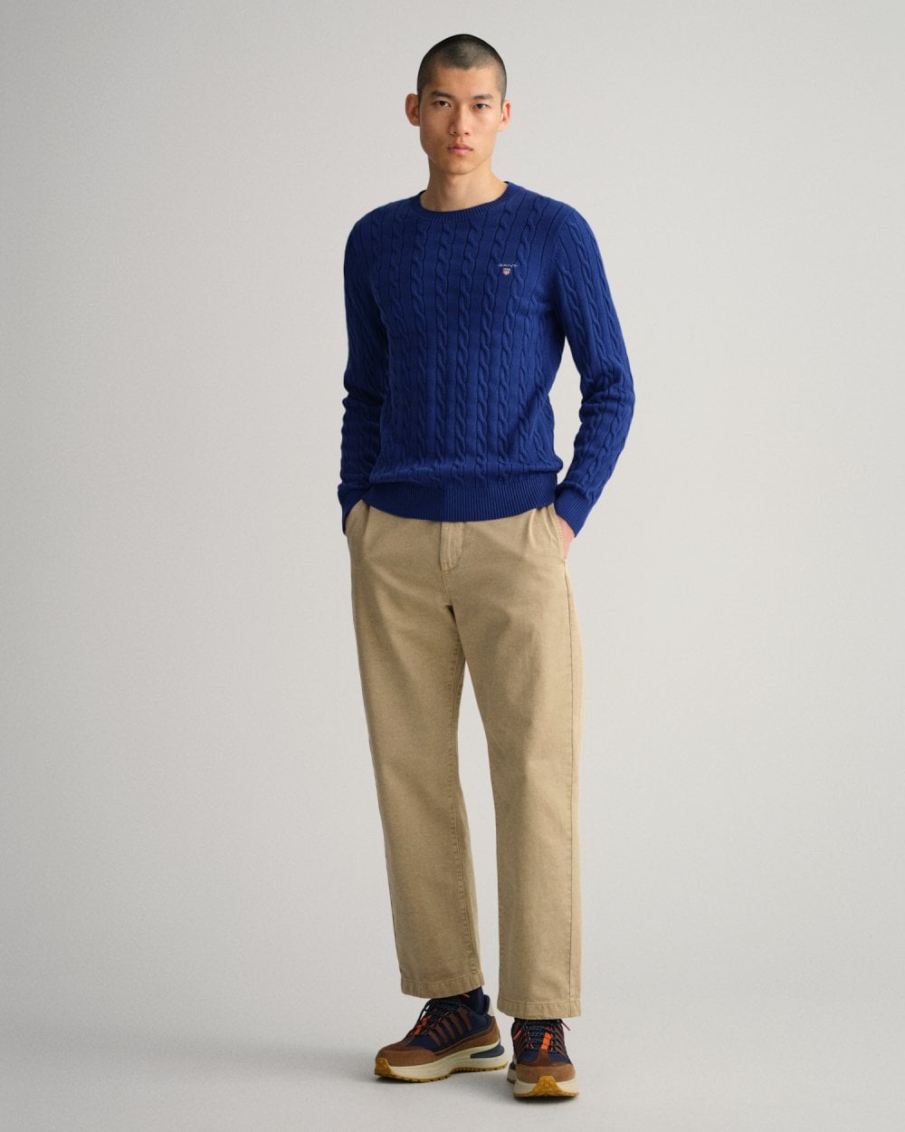 Cotton Cable Knit Crew Neck Sweater