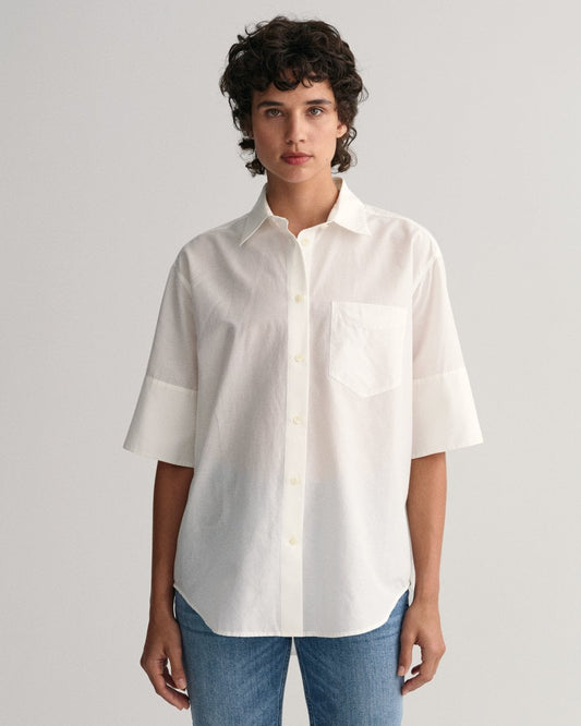 Relaxed Fit Cotton Silk Short Sleeve Shirt