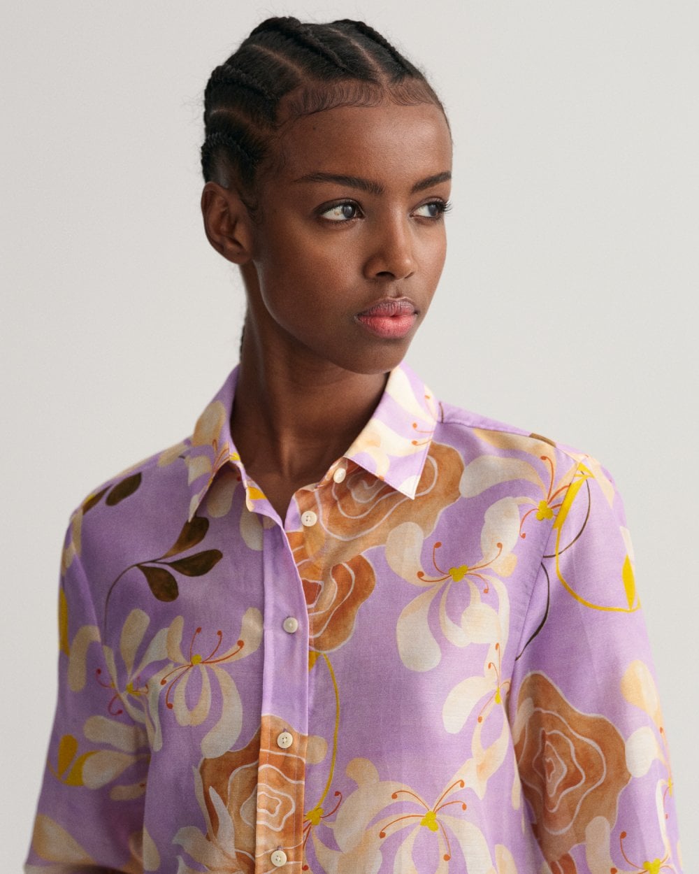 Regular Fit Floral Print Cotton Silk Shirt