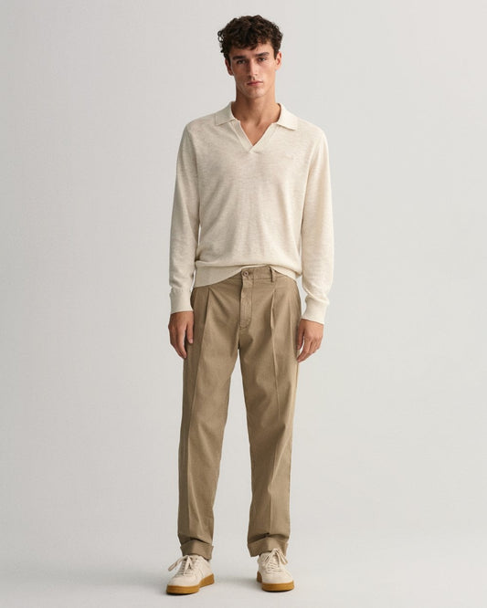 Relaxed Fit Tapered Cotton Suit Pants