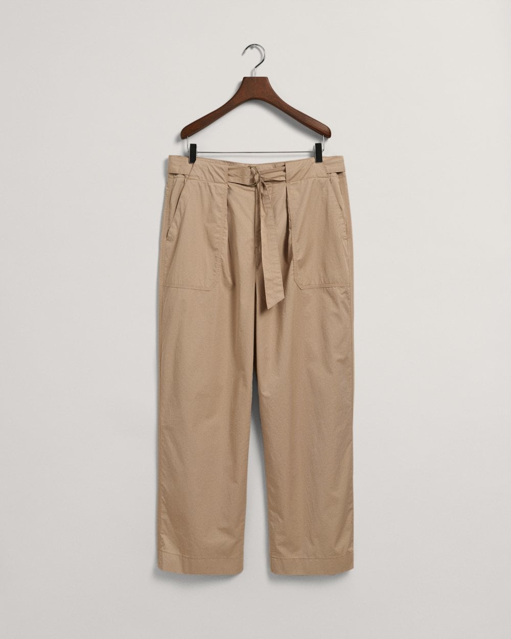 Belted Cotton Poplin Pants