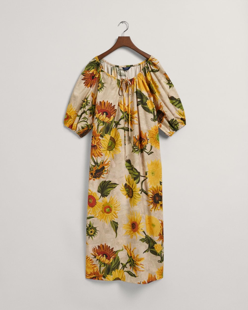 Gathered Sunflower Print Dress