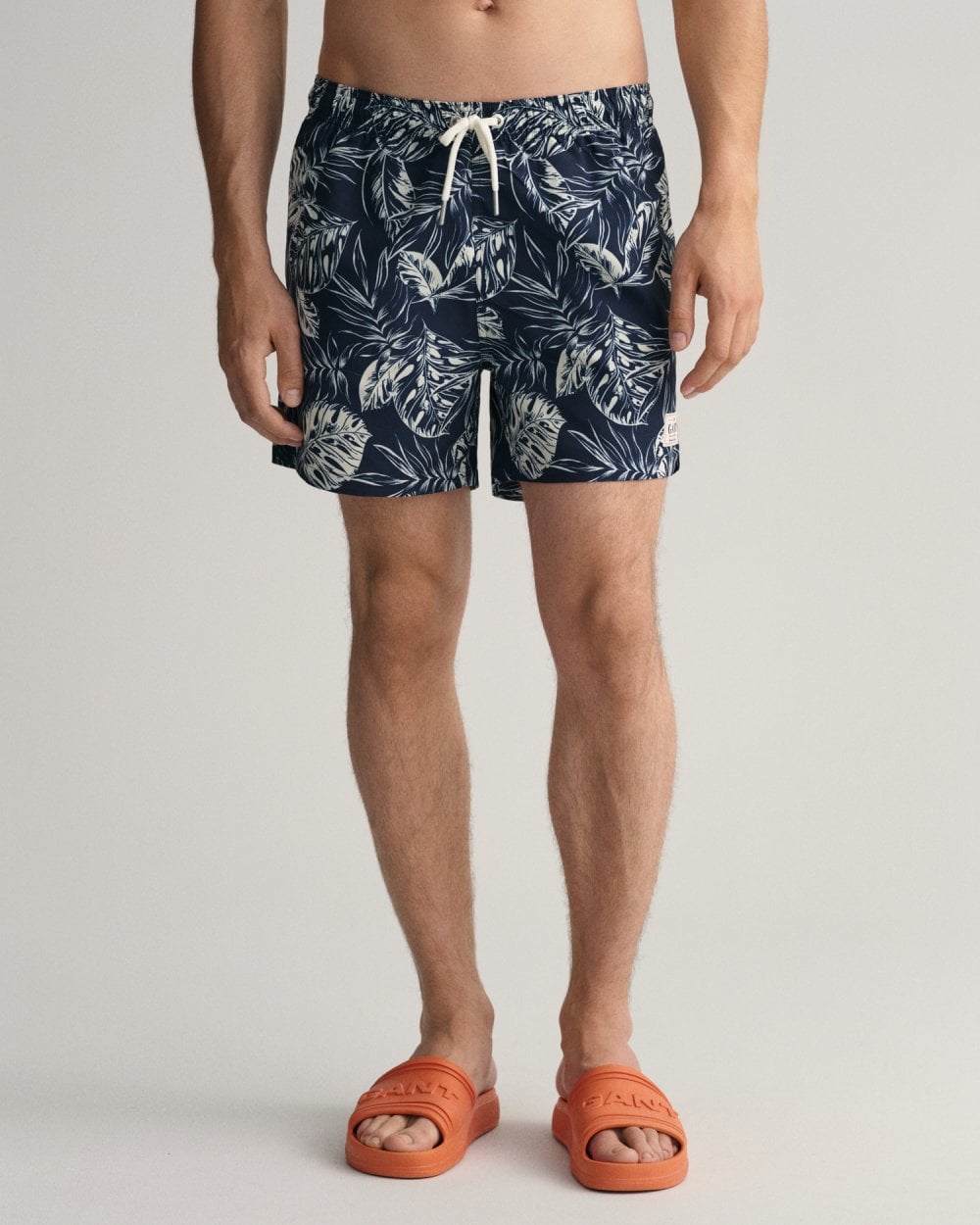 Classic Fit Tropical Leaves Print Swim Shorts