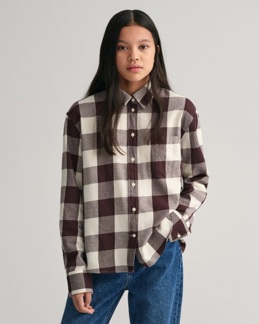 Teen Girls Relaxed Fit Checked Shirt