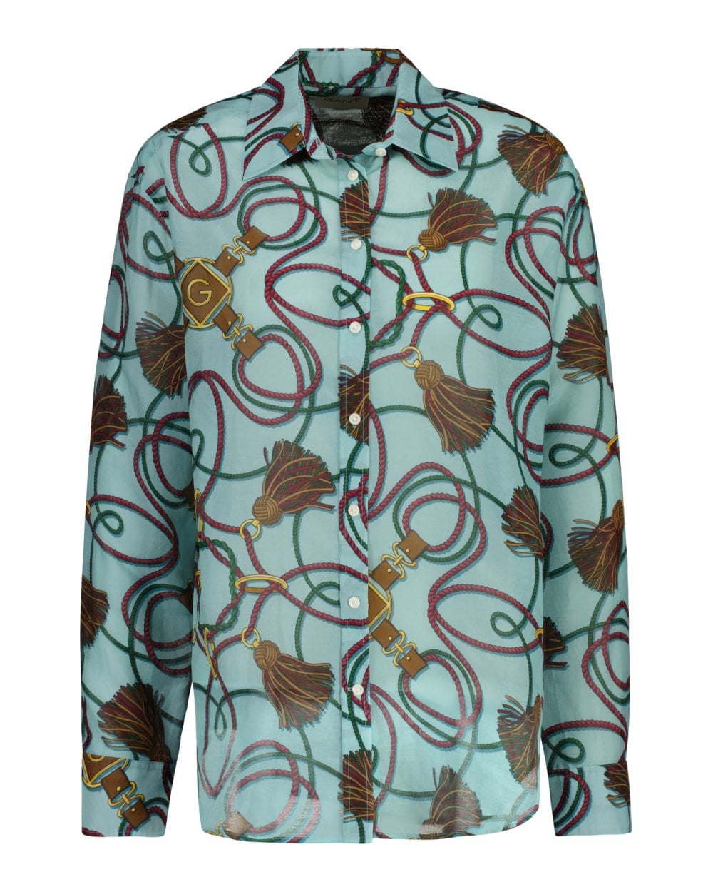 Relaxed Fit Rope Print Cotton Silk Shirt