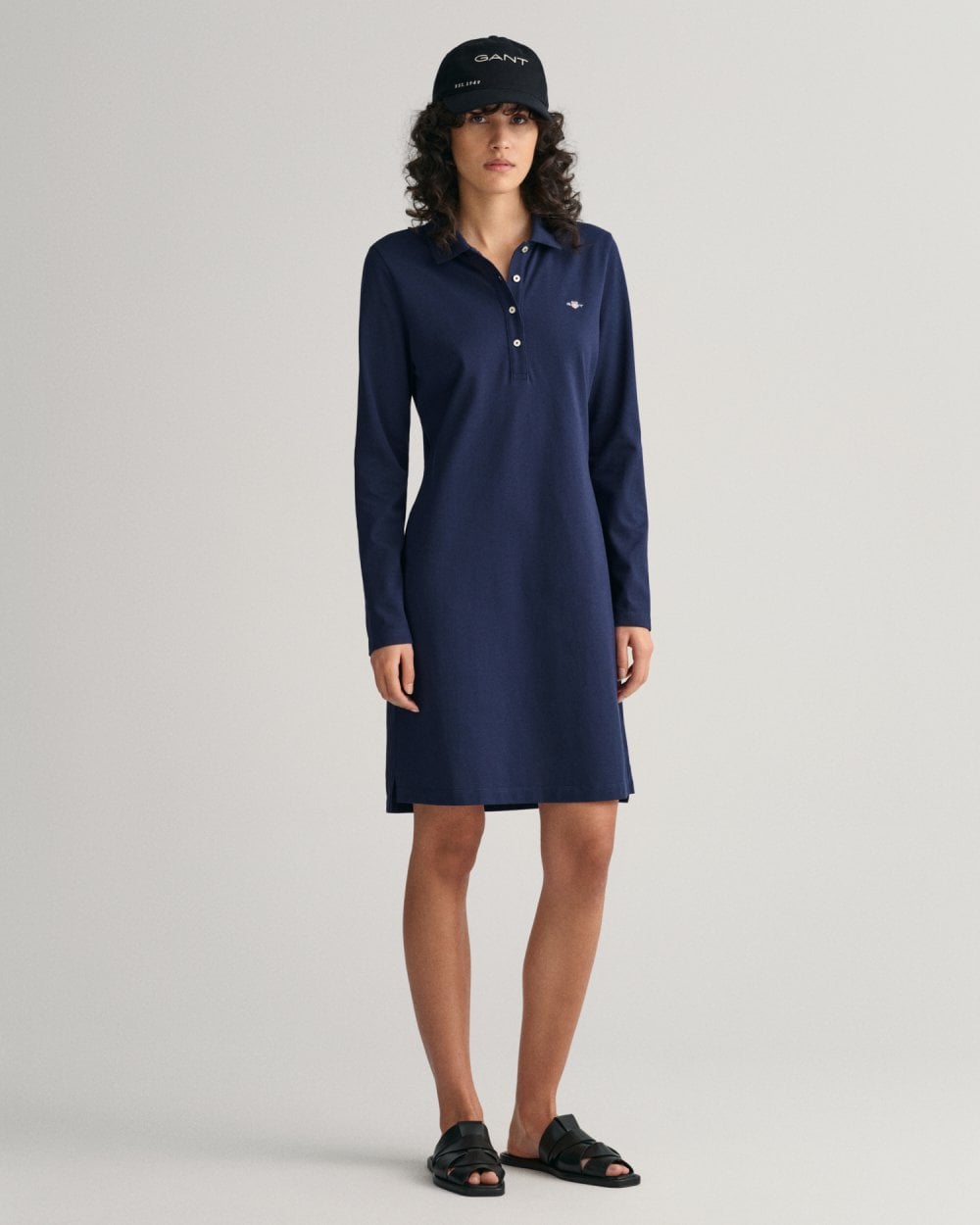 Shield Pique Long Sleeve Dress