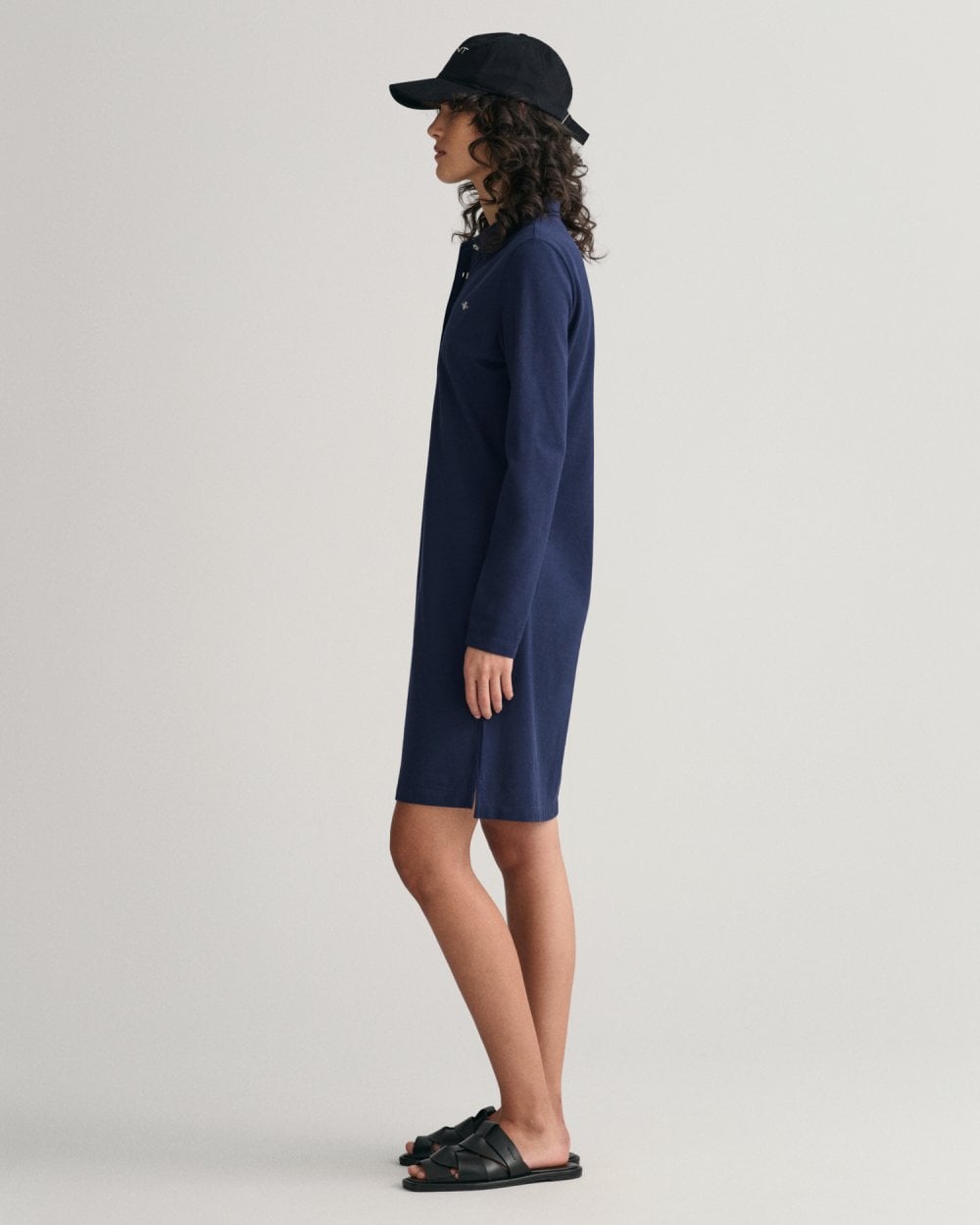 Shield Pique Long Sleeve Dress