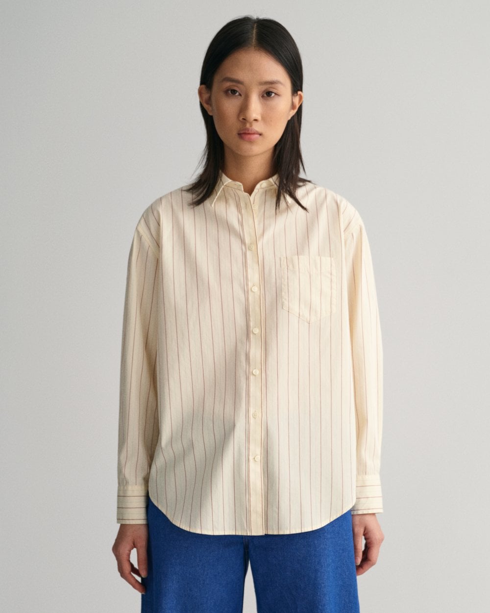 Relaxed Fit Striped Poplin Shirt