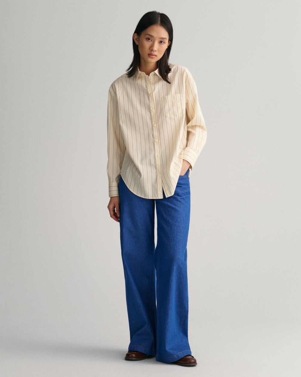 Relaxed Fit Striped Poplin Shirt