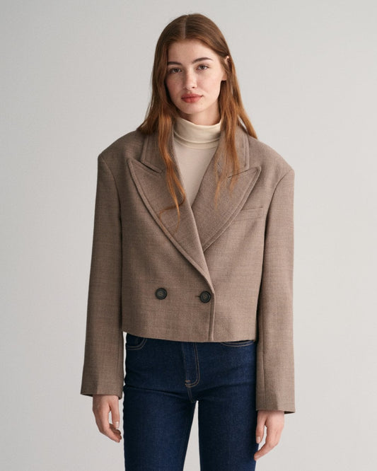 Cropped Wool Blazer Jacket