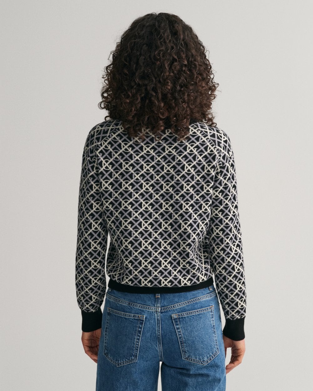 G Patterned Jacquard Knitted Polo Sweater