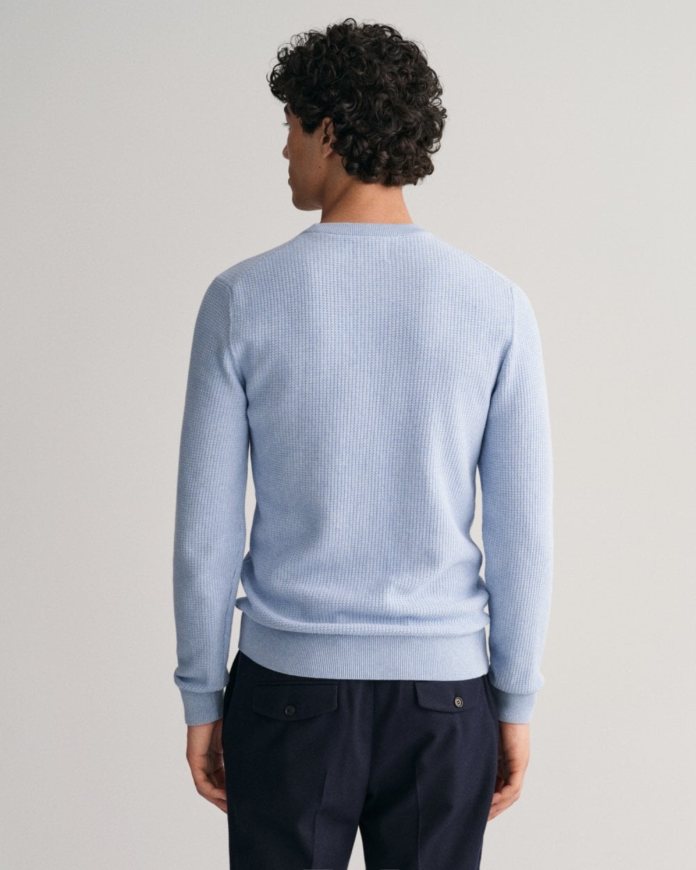 Micro Cotton Textured Crew Neck Sweater