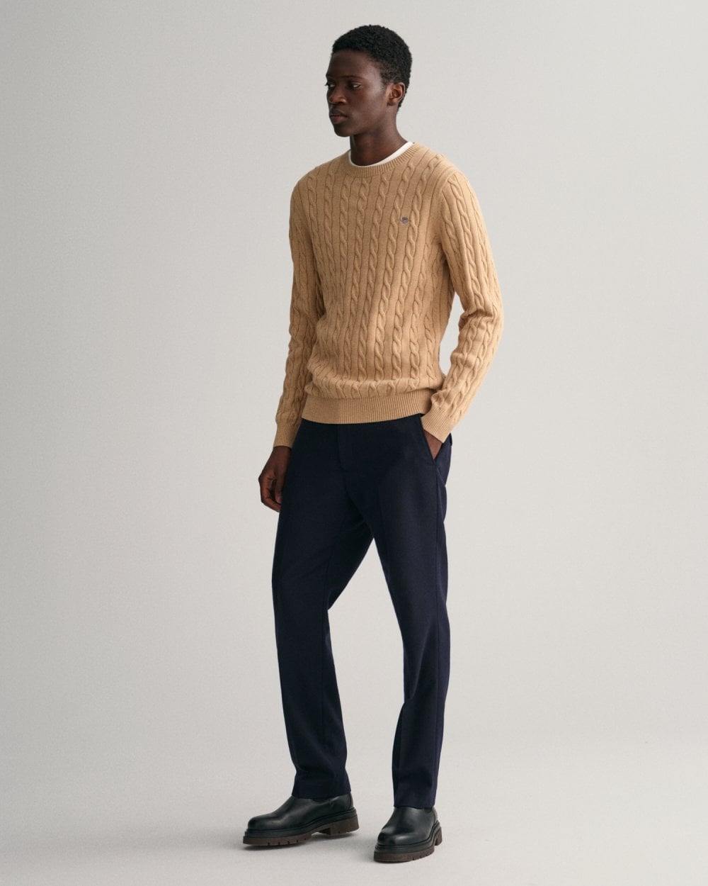 Cotton Cable Knit Crew Neck Sweater