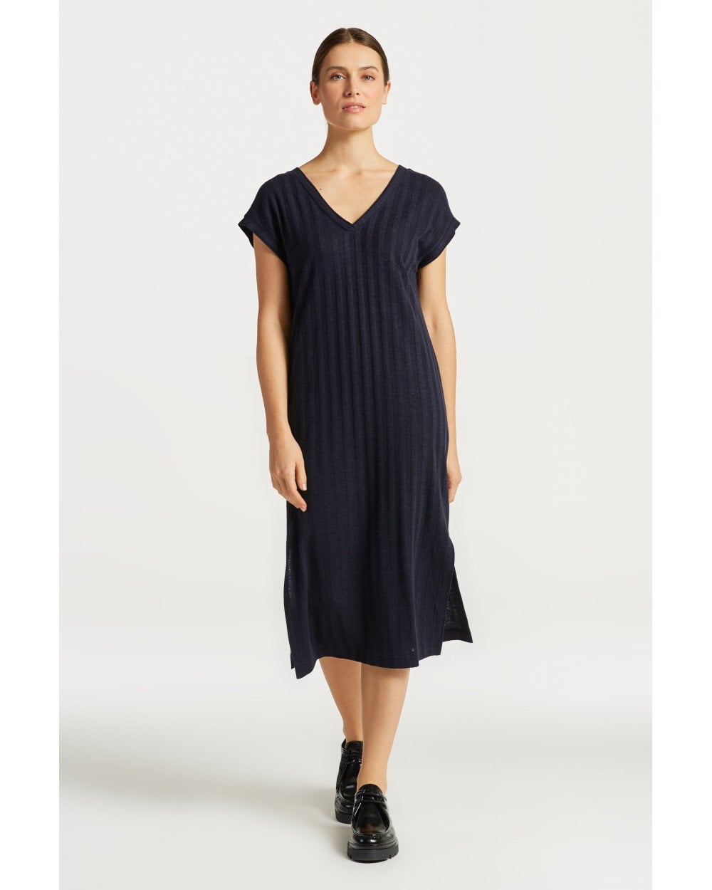 Linen Rib Sleeveless V-Neck Dress