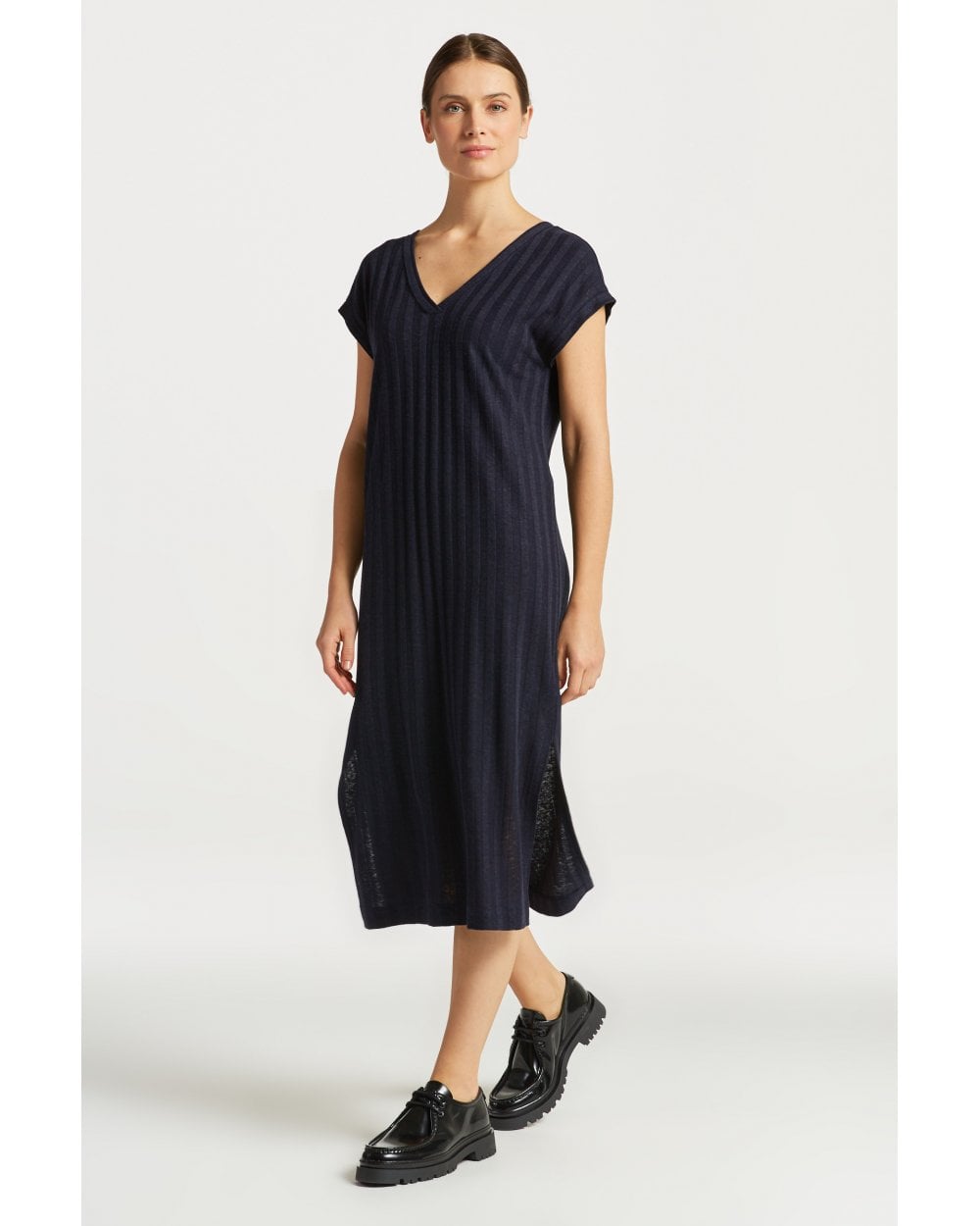 Linen Rib Sleeveless V-Neck Dress