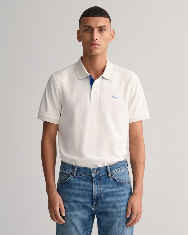 Contrast Piqué Polo Shirt S / Eggshell