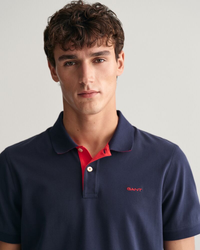 Contrast Piqué Polo Shirt S / Evening Blue